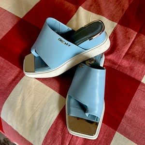 Light blue platform sandal.